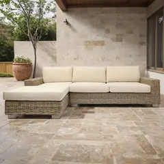 ROBERTA - Sofá en L izquierdo de exterior 4 puestos Ratán Natural Kubu 270 cm x 159 cm x 67 cm Allen