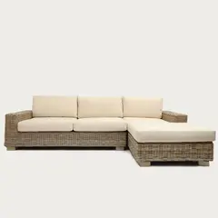 ROBERTA - Sofá en L derecho de exterior 4 puestos Ratán Natural Kubu 270 cm x 159 cm x 67 cm Allen