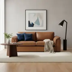 BASEMENT HOME - Sofá en cuero 3 Puestos Ontario 196 x 89 x 77cm