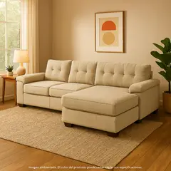 MICA - Sofá en L 4 Puestos en Tela, Rafa 270 x 160 x 85 cm
