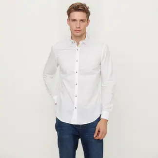 WOLF & HANK - Camisa Hombre Manga larga Slim de Algodón