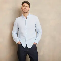 WOLF & HANK - Camisa Hombre Manga larga Slim de Lino WOLF&HANK