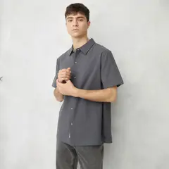 BEARCLIFF - Camisa Hombre Manga corta Recta de Algodón