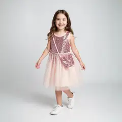 YAMP - Vestido para Niña 2 piezas con Lentejuelas Con accesorio