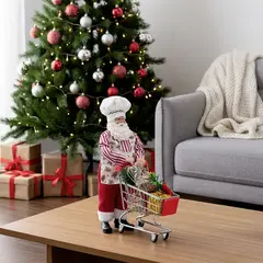 MICA - Figura Navideña: Papá Noel Carrito 28 cm