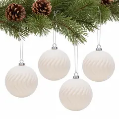 MICA - Bola de Navidad Blanca: Set x4 10cm
