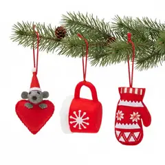 MICA - Adorno de Árbol: Set x3 Rojo 12.5 cm