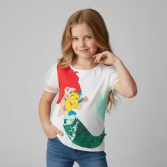 PRINCESS - Camiseta para Niña con Estampado Princesas Manga corta de Algodón