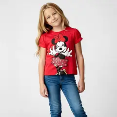 MINNIE - Camiseta para Niña con Estampado Manga corta de Algodón