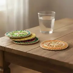 BASEMENT HOME - Portavasos en Fibras naturales 10x10 cm x 4 piezas