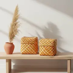 BASEMENT HOME - Canastos en Fibra natural 22x20x20 cm x 2 piezas