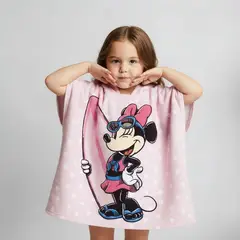 DISNEY - Toalla de Playa Minnie Mouse Poncho Infantil Algodón 60x120 cm