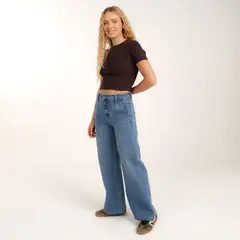 SYBILLA - Jean Super Wide leg Mujer Tiro bajo