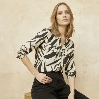 BASEMENT - Camisa Mujer Estampado Manga larga