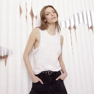 DENIMLAB - Top esqueleto Mujer con Bordado Sin mangas
