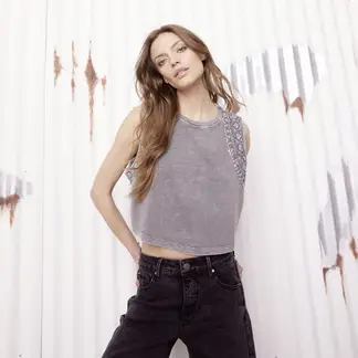 DENIMLAB - Blusa Mujer con Bordado Sin mangas