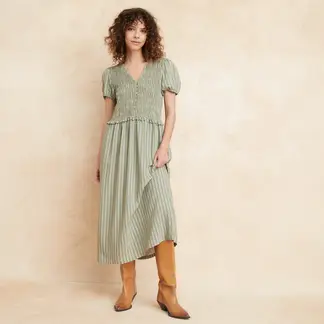 BASEMENT - Vestido Mujer Medio Casual de Rayas