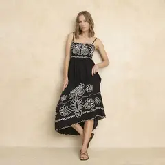 BASEMENT - Vestido Mujer Medio Bordado