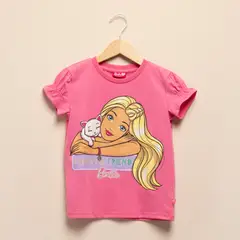 BARBIE - Camiseta para Niña Manga corta de Algodón