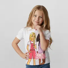 BARBIE - Camiseta para Niña Manga corta de Algodón