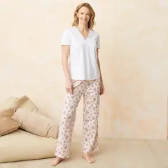 SOUTHLAND - Pijama completa con pantalón para Mujer Manga corta de Algodón