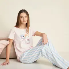 SYBILLA - Camiseta de pijama Mujer Medio Manga corta de Algodón