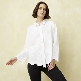 UNIVERSITY CLUB - Blusa Mujer con Flores Manga larga de Algodón
