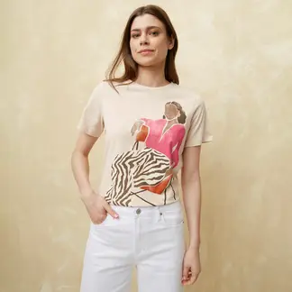 UNIVERSITY CLUB - Camiseta Mujer con Estampado Manga corta de Algodón