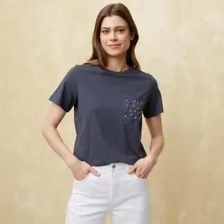 UNIVERSITY CLUB - Camiseta Mujer con Estampado Manga corta de Algodón