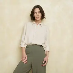 UNIVERSITY CLUB - Blusa Mujer Manga larga de Lino