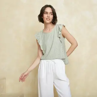 UNIVERSITY CLUB - Blusa Mujer con Ojalillo Manga corta