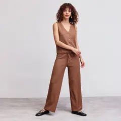 UNIVERSITY CLUB - Pantalón Recto Mujer Tiro alto