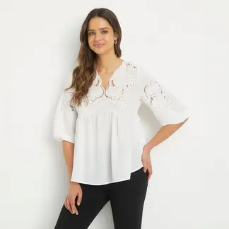 APOLOGY - Blusa Mujer con Bordado Manga 3/4