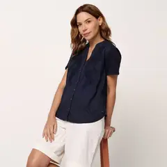 NEWPORT - Blusa Mujer con Bordado Manga corta