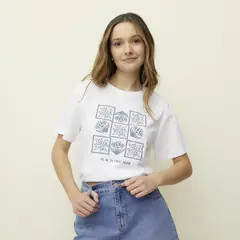 SYBILLA - Camiseta Mujer con Estampado Manga corta de Algodón