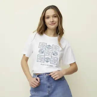 SYBILLA - Camiseta Mujer con Estampado Manga corta de Algodón