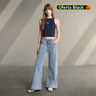 SYBILLA - Jean Super Wide leg Mujer Tiro bajo