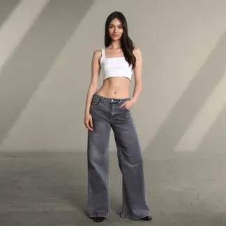 SYBILLA - Jean Super Wide leg Mujer Tiro bajo