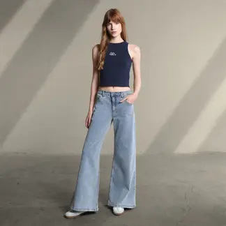 SYBILLA - Jean Super Wide leg Mujer Tiro bajo