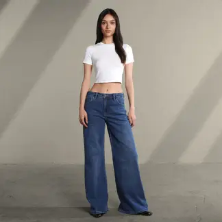 SYBILLA - Jean Super Wide leg Mujer Tiro bajo