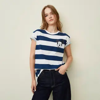 SYBILLA - Camiseta Mujer con Estampado Manga corta de Algodón