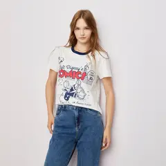 SYBILLA - Camiseta Mujer con Estampado Manga corta de Algodón