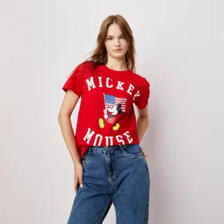 SYBILLA - Camiseta Mujer con Estampado Manga corta de Algodón