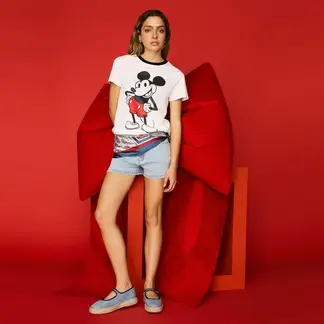 SYBILLA - Camiseta Mujer con Estampado Manga corta de Algodón