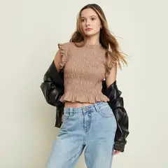 SYBILLA - Camiseta Mujer Sin mangas de Algodón