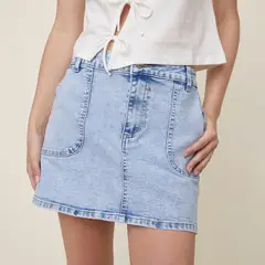 SYBILLA - Falda de jean Mini Mujer de Algodón