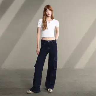 SYBILLA - Jean Cargo Mujer Tiro bajo