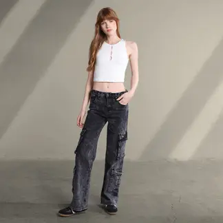 SYBILLA - Jean Cargo Mujer Tiro bajo