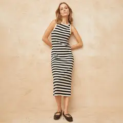 BASEMENT - Vestido Mujer Medio Casual de Algodón