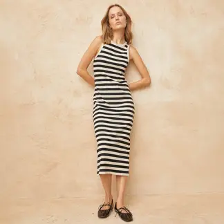 BASEMENT - Vestido Mujer Medio Casual de Algodón